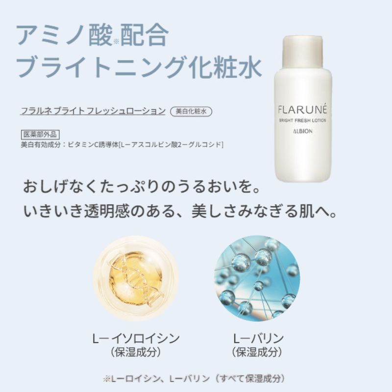 アルビオン フラルネ スペシャルセット(フラルネ ブライトリファイン ミルク f EM〈美白乳液〉15g & フレッシュローション〈美白化粧水〉15ml & コットン 10枚入)外箱付き ミニキット ミニサイズ 特製サイズ サンプル リニューアル新発売 スキンケア ALBION albion