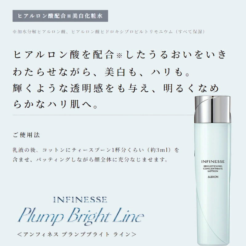 アルビオン アンフィネス ブライトニング コンセントレート ローション 3ml*6枚 合計18ml 医薬部外品 シワ改善・美白化粧水 お試しセット サシェサンプル トラベルサイズ 充実の保湿 透明感 美白有効成分 ハリ みずみずしい シミ・ソバカス対策 ALBION albion