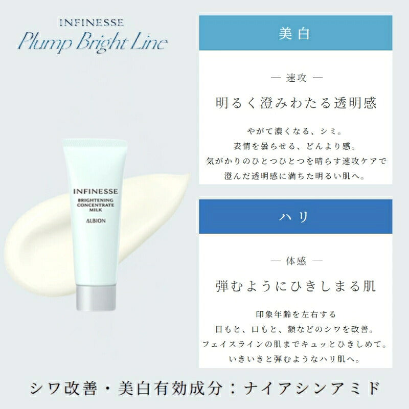 アルビオン アンフィネス ブライトニング コンセントレート ミルク 24g 医薬部外品 ミニサイズ 特製サイズ サンプル シワ改善・美白乳液 美白・ハリ土台乳液 生命感 明るい 美白有効成分 メラニンの生成抑制 シミ・ソバカス対策 整肌 ALBION albion