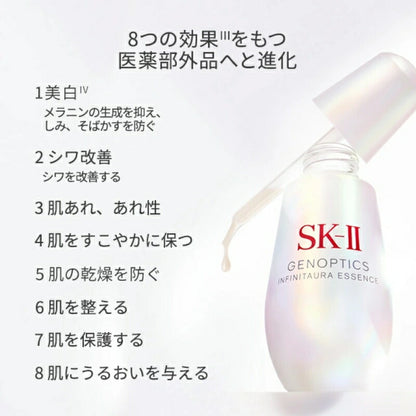 ネコポス速達！エスケーツー ジェノプティクス インフィニットオーラ エッセンス〈薬用美白美容液ST〉NEW 10ml 医薬部外品（外箱なし・OPP袋包装あり）ミニサイズ 特製サイズ サンプル 美白有効成分 メラニンの生成抑制 バイオフォトニクス シワ改善 乾燥防ぐ SK-II SK-2