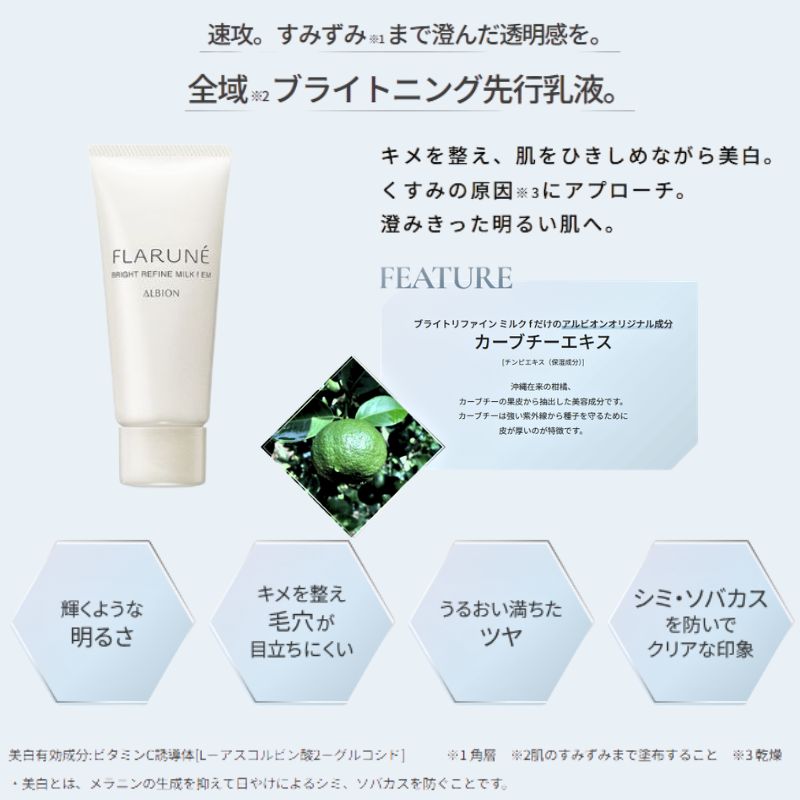 アルビオン フラルネ スペシャルセット（フラルネ ブライトリファイン ミルク f EM〈美白乳液〉15g & フレッシュローション〈美白化粧水〉15ml & コットン 10枚入）外箱付き ミニキット ミニサイズ 特製サイズ サンプル リニューアル新発売 スキンケア ALBION albion