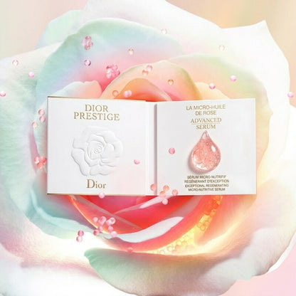 ネコポス速達！DIOR ディオール プレステージ マイクロ ユイル ド ローズ セラム（美容液）1ml 外箱付き ミニサイズ 特製サイズ フランス製 サンプル 導入美容液 ブースター プレ美容液 ローズの恵み 角質層まで浸透 贅沢 スキンケア ハリ ツヤ 保湿 潤い