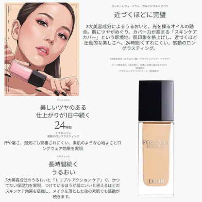 1Nニュートラル｜DIOR ディオール スキン フォーエヴァー フルイド グロウ 0.7ml*3枚【3色選べる】リキッドファンデーション お試しセット サシェサンプル トラベルサイズ ツヤ肌 うるおい 保湿 強いロングラスティング処方 1日中崩れずにキープ デパコス (1Nニュートラル)